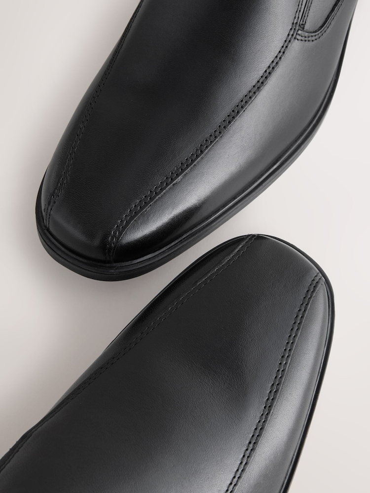 Mens Next Black Standard Fit Leather Panel Slip On Shoes US 10 (UK 9)