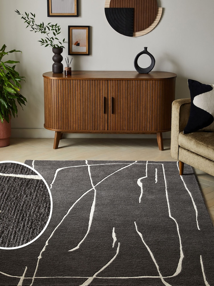 Monochrome Felix Abstract Lines Rug - Image 1 of 6