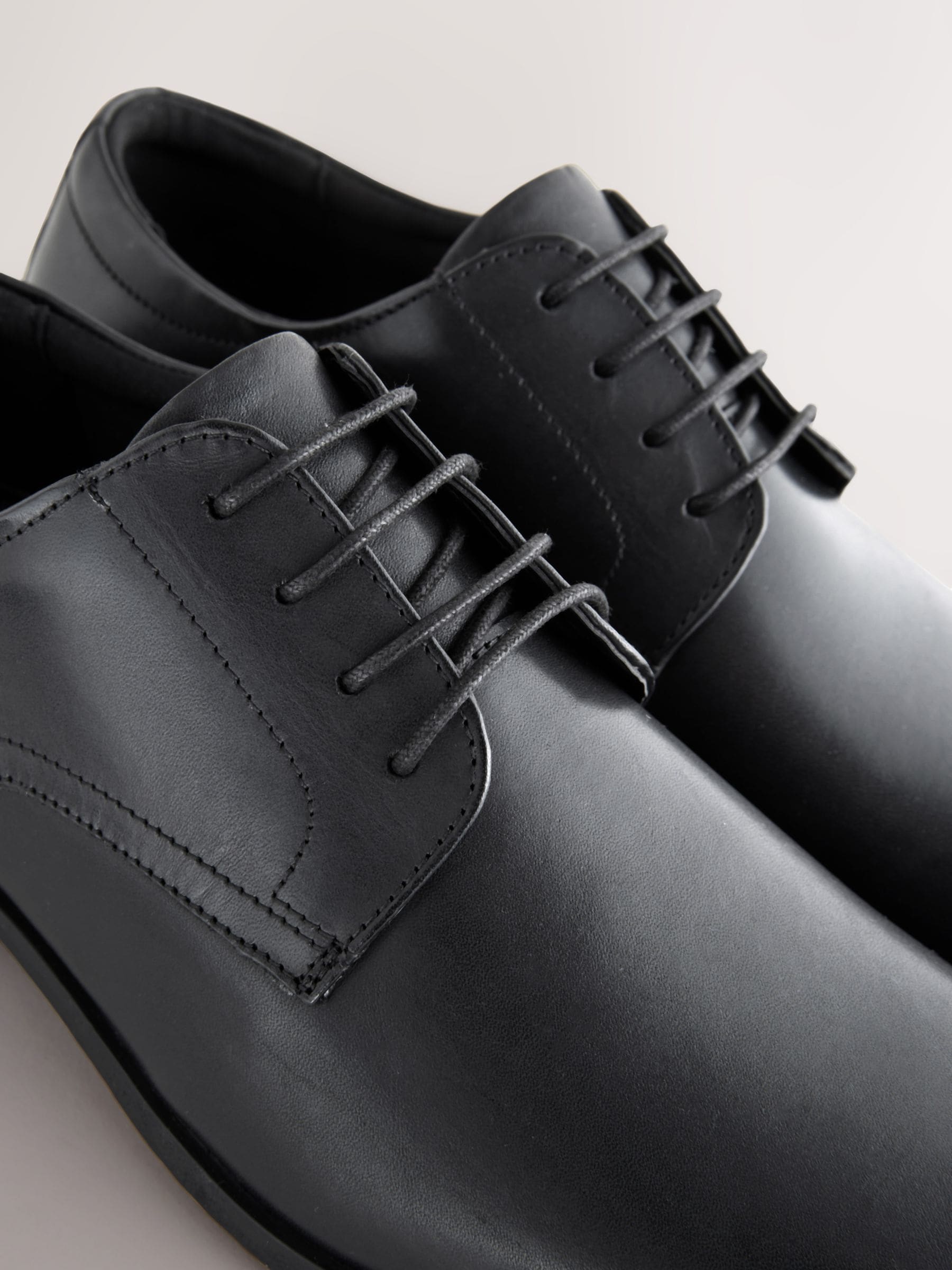 Buy Black Standard Fit Leather Plain Derby Shoes from Next USA