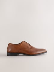Tan Brown Standard Fit Leather Plain Derby Shoes - Image 2 of 7