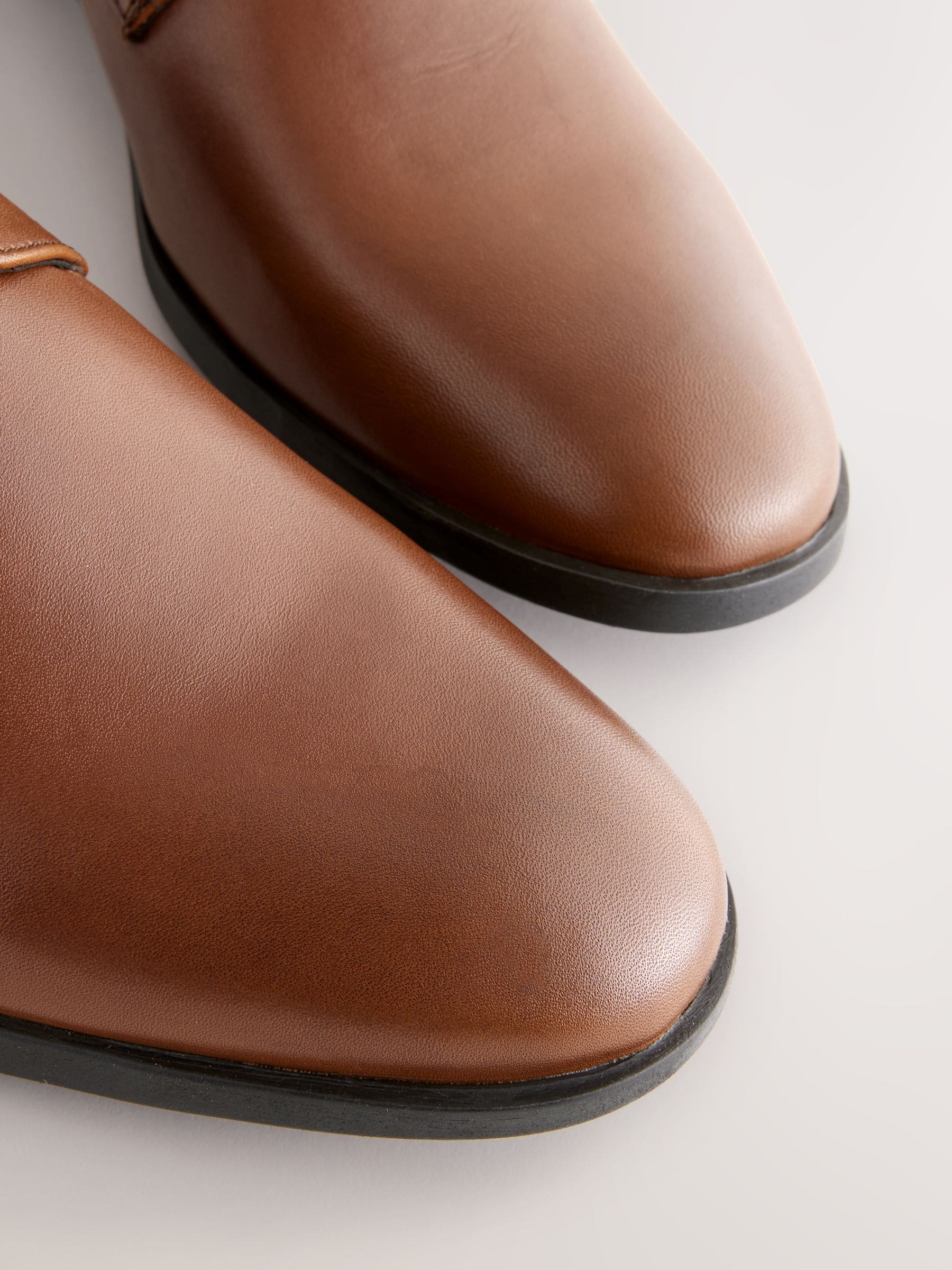 Buy Tan Brown Standard Fit Leather Plain Derby Shoes from