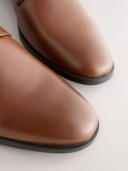 Tan Brown Standard Fit Leather Plain Derby Shoes - Image 5 of 7