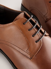 Tan Brown Standard Fit Leather Plain Derby Shoes - Image 6 of 7