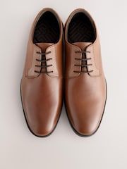 Tan Brown Standard Fit Leather Plain Derby Shoes - Image 8 of 9