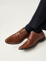 Tan Brown Standard Fit Derby Lace-Up Shoes - Image 1 of 7