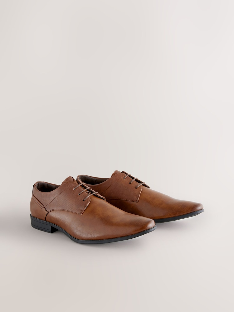 Tan Brown Standard Fit Derby Lace-Up Shoes - Image 1 of 7