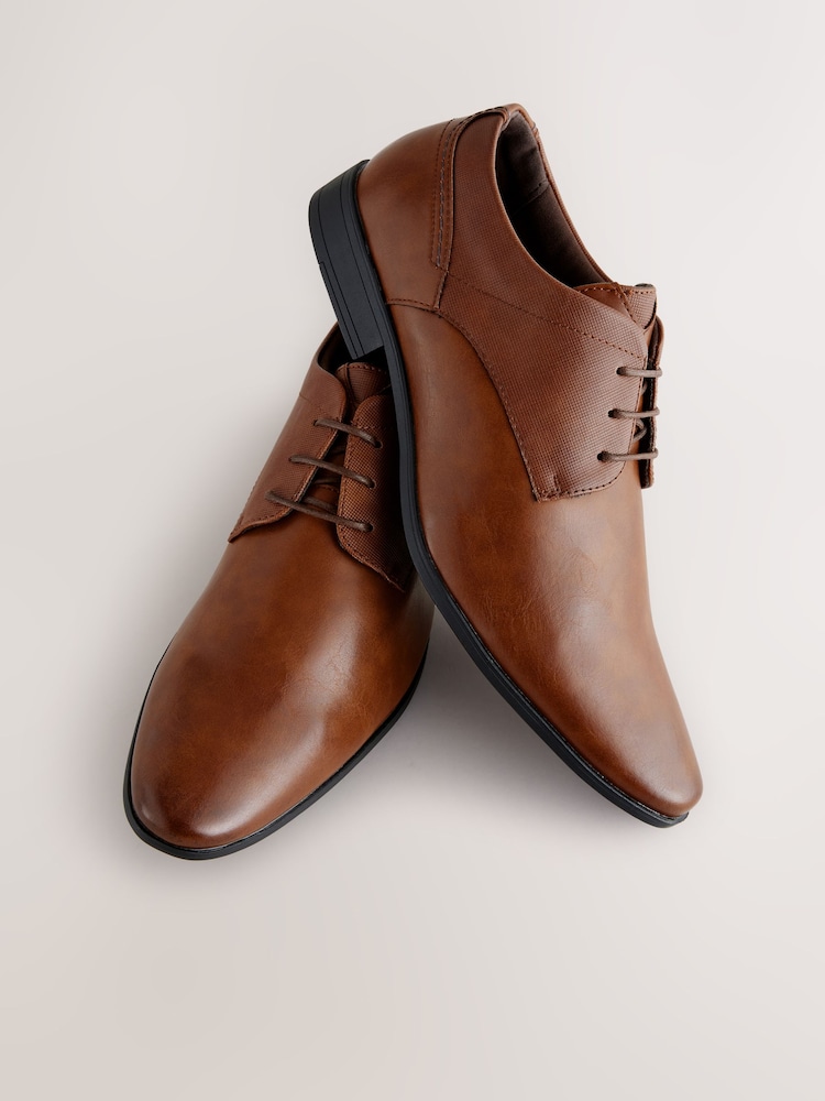 Tan Brown Standard Fit Derby Lace-Up Shoes - Image 3 of 7