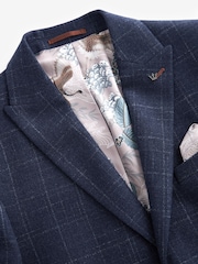 Navy Tailored Textured Check Suit: Jacket - Image 11 of 12