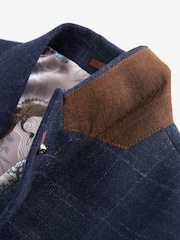 Navy Tailored Textured Check Suit: Jacket - Image 12 of 12