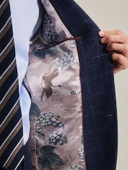 Navy Tailored Textured Check Suit: Jacket - Image 5 of 12