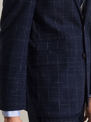 Navy Tailored Textured Check Suit: Jacket - Image 7 of 12