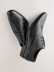 Black Standard Fit Brogue Shoes - Image 4 of 7