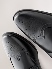 Black Standard Fit Brogue Shoes - Image 5 of 7