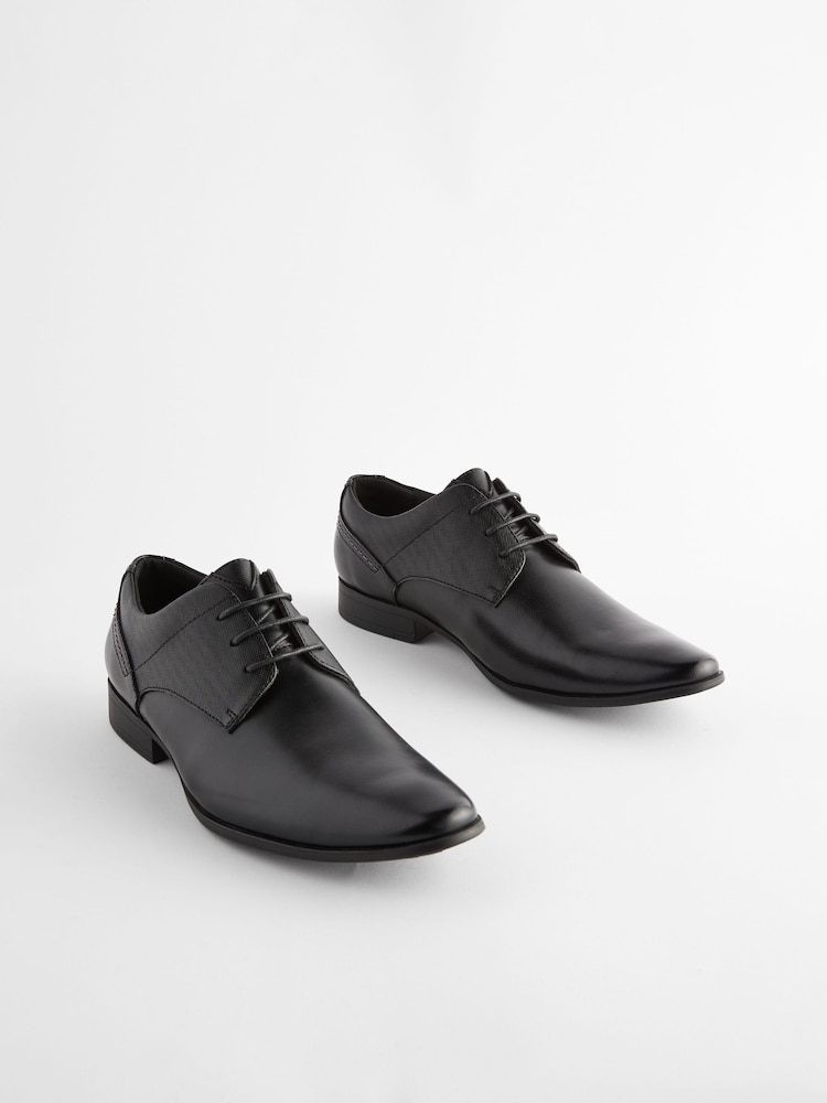 Black Standard Fit Derby Lace-Up Shoes - Image 2 of 7
