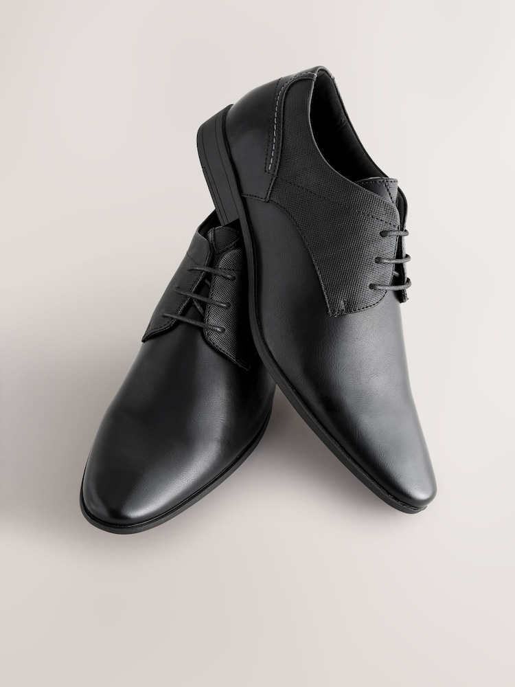 Black Standard Fit Derby Lace-Up Shoes - Image 3 of 6