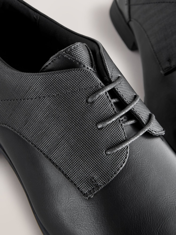 Black Standard Fit Derby Lace-Up Shoes - Image 5 of 6