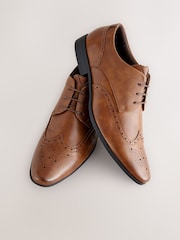 Tan Brown Standard Fit Brogue Shoes - Image 3 of 7
