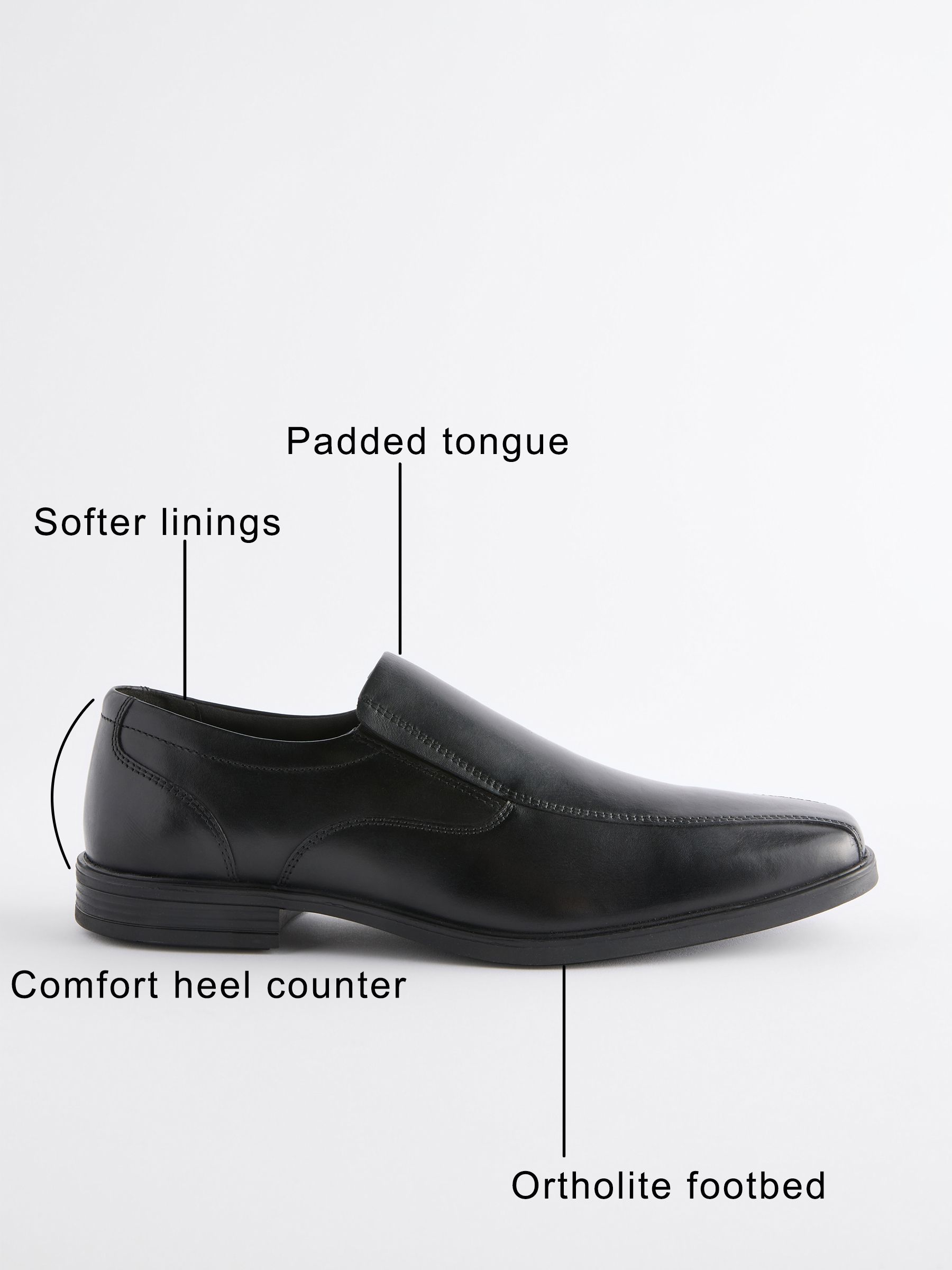 Buy Black Wide Fit Leather Panel Slip On Shoes from Next Singapore