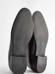 Black Wide Fit Leather Plain Derby Shoes - Image 4 of 7
