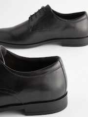 Black Wide Fit Leather Plain Derby Shoes - Image 6 of 7