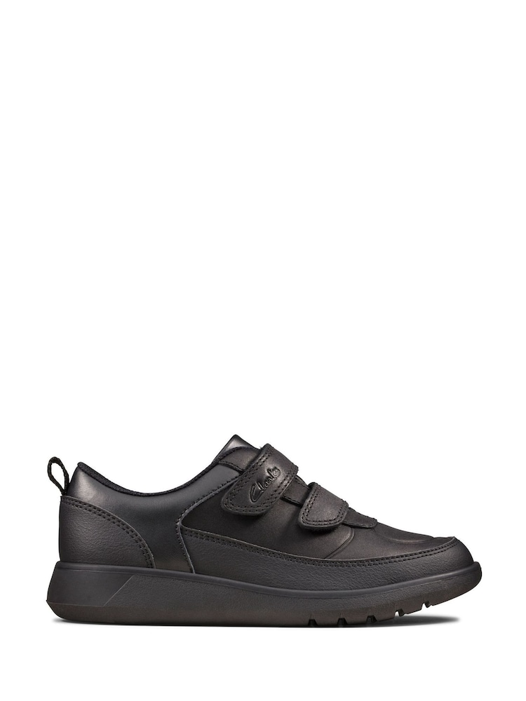 Clarks Black Multi Fit Leather Scape Flare Kids Shoes - Image 1 of 7