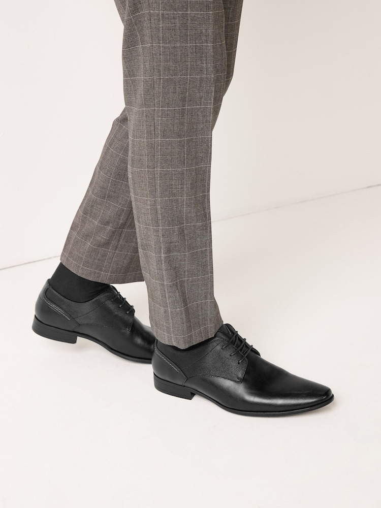 Black Wide Fit Derby Lace-Up Shoes - Image 1 of 7