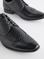 Black Wide Fit Brogue Shoes - Image 4 of 7