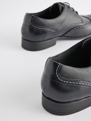 Black Wide Fit Brogue Shoes - Image 5 of 7