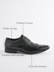 Black Wide Fit Brogue Shoes - Image 7 of 7