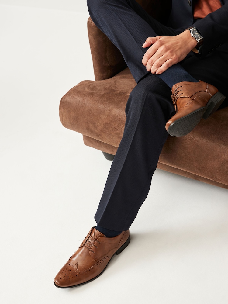 Tan Brown Wide Fit Brogue Shoes - Image 1 of 7