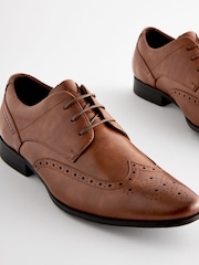 Tan Brown Wide Fit Brogue Shoes - Image 5 of 7