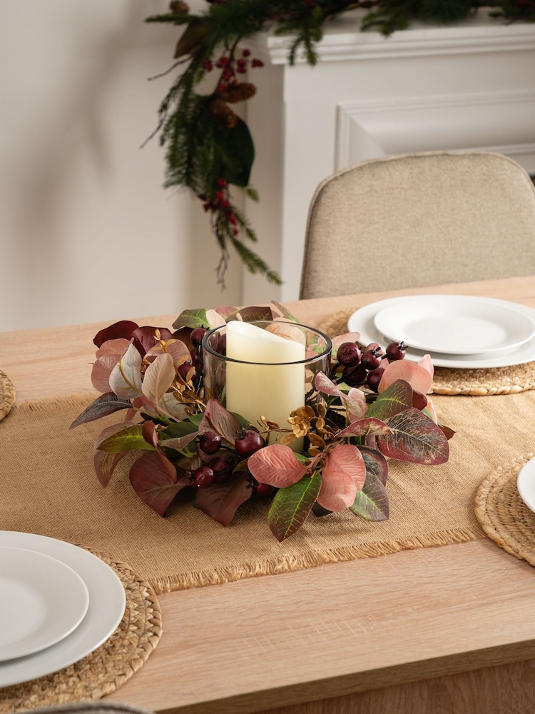 Scottish Everlastings Ltd Green Seasonal Foliage Candle Holder - Image 1 of 3