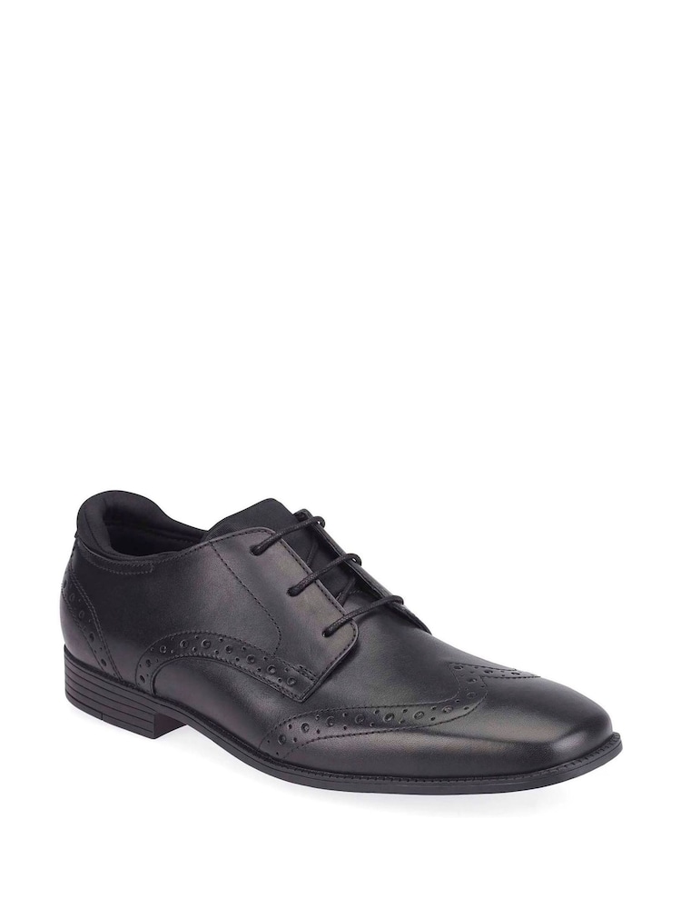 Start-Rite Tailor Black Lace Up Leather Brogue School Shoes - Image 3 of 8