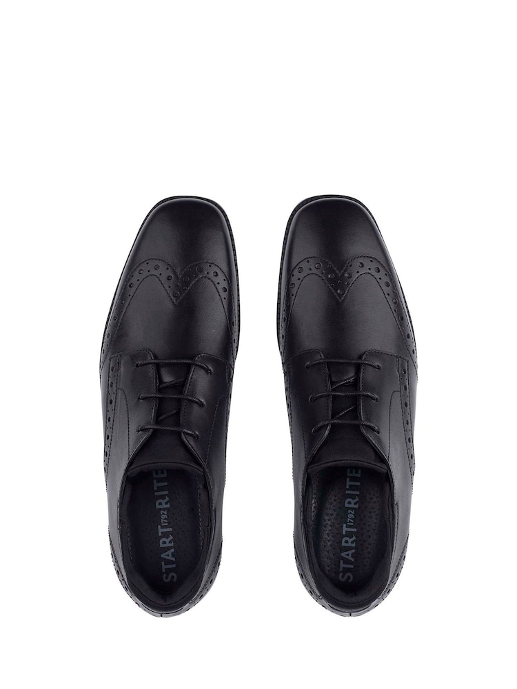 Start-Rite Tailor Black Lace Up Leather Brogue School Shoes - Image 5 of 8