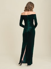 Gina Bacconi Green Sarah-Jane Velvet Off The Shoulder Maxi Dress - Image 2 of 5