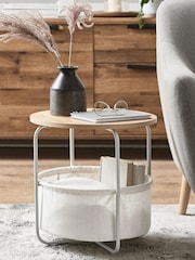 White Fabric Storage Side Table - Image 1 of 3