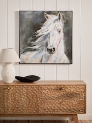 Grey Horse Framed Canvas Wall Art - Image 1 of 5