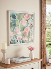 Green Pink Abstract Floral Framed Wall Art - Image 2 of 5