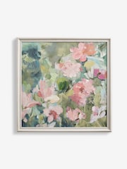 Green Pink Abstract Floral Framed Wall Art - Image 4 of 5