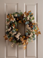 Scottish Everlastings Ltd Cream Hydrangea & Foliage Wreath - Image 1 of 3