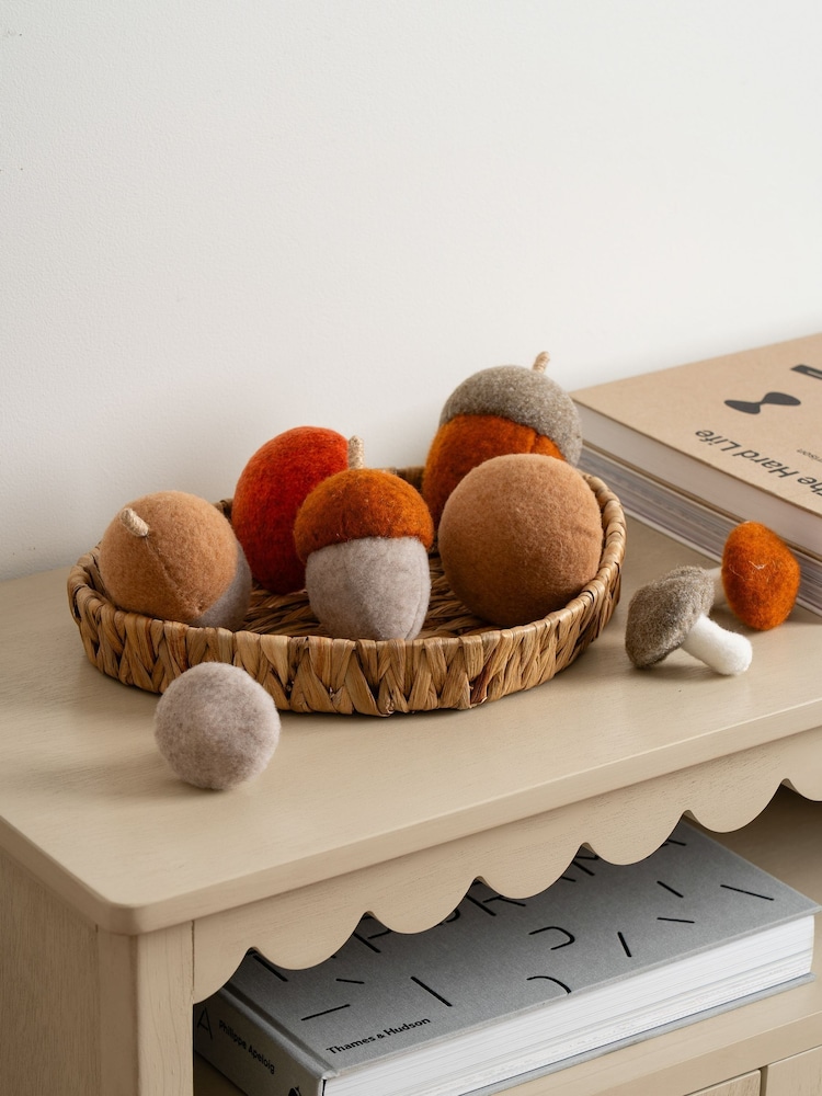 Scottish Everlastings Ltd Brown Felt Acorns & Toadstools Set with Tray - Image 1 of 4 Scottish Everlastings Ltd Brown Felt Acorns & Toadstools Set with Tray - Image 1 of 4