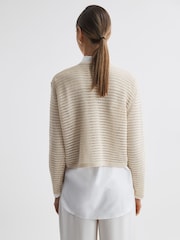 Reiss Ivory Avril Linen Open Stitch Crew Neck Jumper - Image 4 of 4