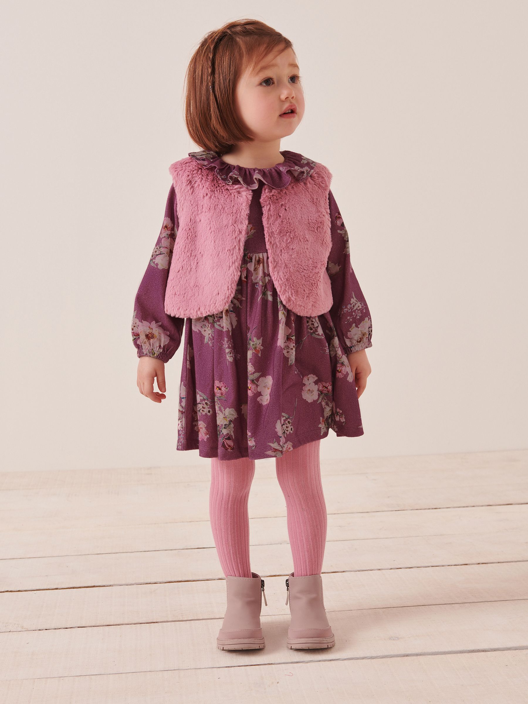 Buy Purple Faux Fur Dress and Gilet Set 3mths 7yrs from Next Luxembourg