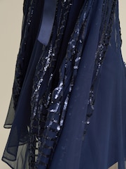 Gina Bacconi Blue Monique Embroidered Sequin Godet Maxi Dress - Image 5 of 6