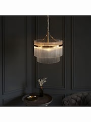 Gallery Home Antique Brass Marston 3 Bulb Pendant Ceiling Light - Image 1 of 5
