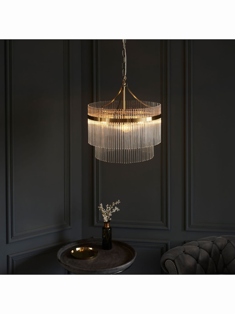 Gallery Home Antique Brass Marston 3 Bulb Pendant Ceiling Light - Image 1 of 5 Gallery Home Antique Brass Marston 3 Bulb Pendant Ceiling Light - Image 1 of 5