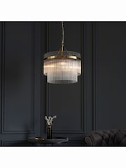 Gallery Home Antique Brass Marston 3 Bulb Pendant Ceiling Light - Image 2 of 5
