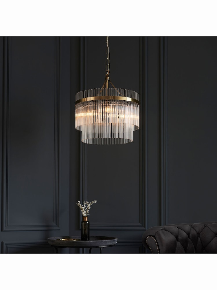 Gallery Home Antique Brass Marston 3 Bulb Pendant Ceiling Light - Image 2 of 5