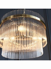 Gallery Home Antique Brass Marston 3 Bulb Pendant Ceiling Light - Image 3 of 5