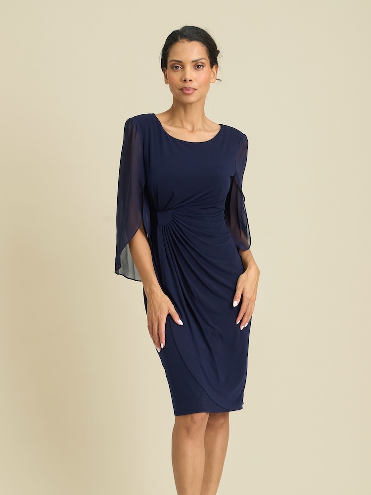 Gina Bacconi Blue Ryder Jersey And Chiffon Wrap Dress - Image 1 of 7 Gina Bacconi Blue Ryder Jersey And Chiffon Wrap Dress - Image 1 of 7